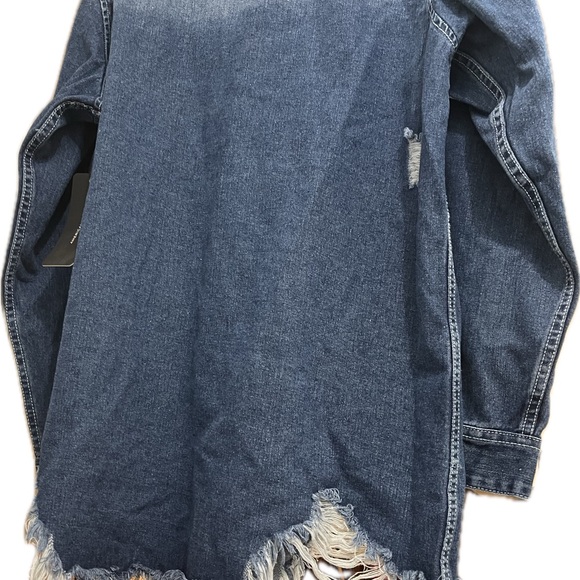 Distressed denim jacket shacket American Bazi brand size 2x NWT - Picture 2 of 7